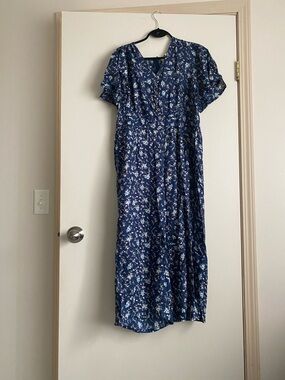 Blue Floral Midi Jumpsuit. XL